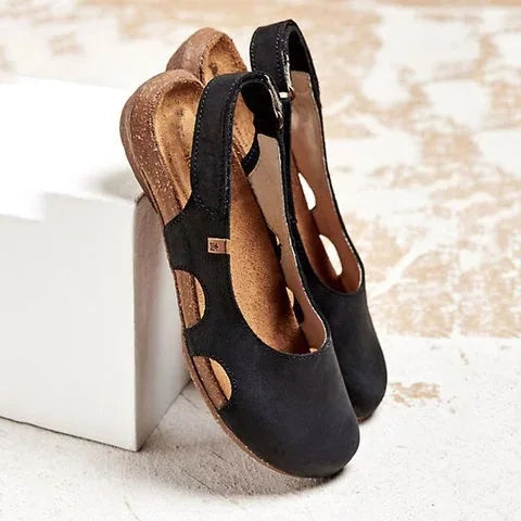 Nadine Cut-Out Slingback Shoes in Black