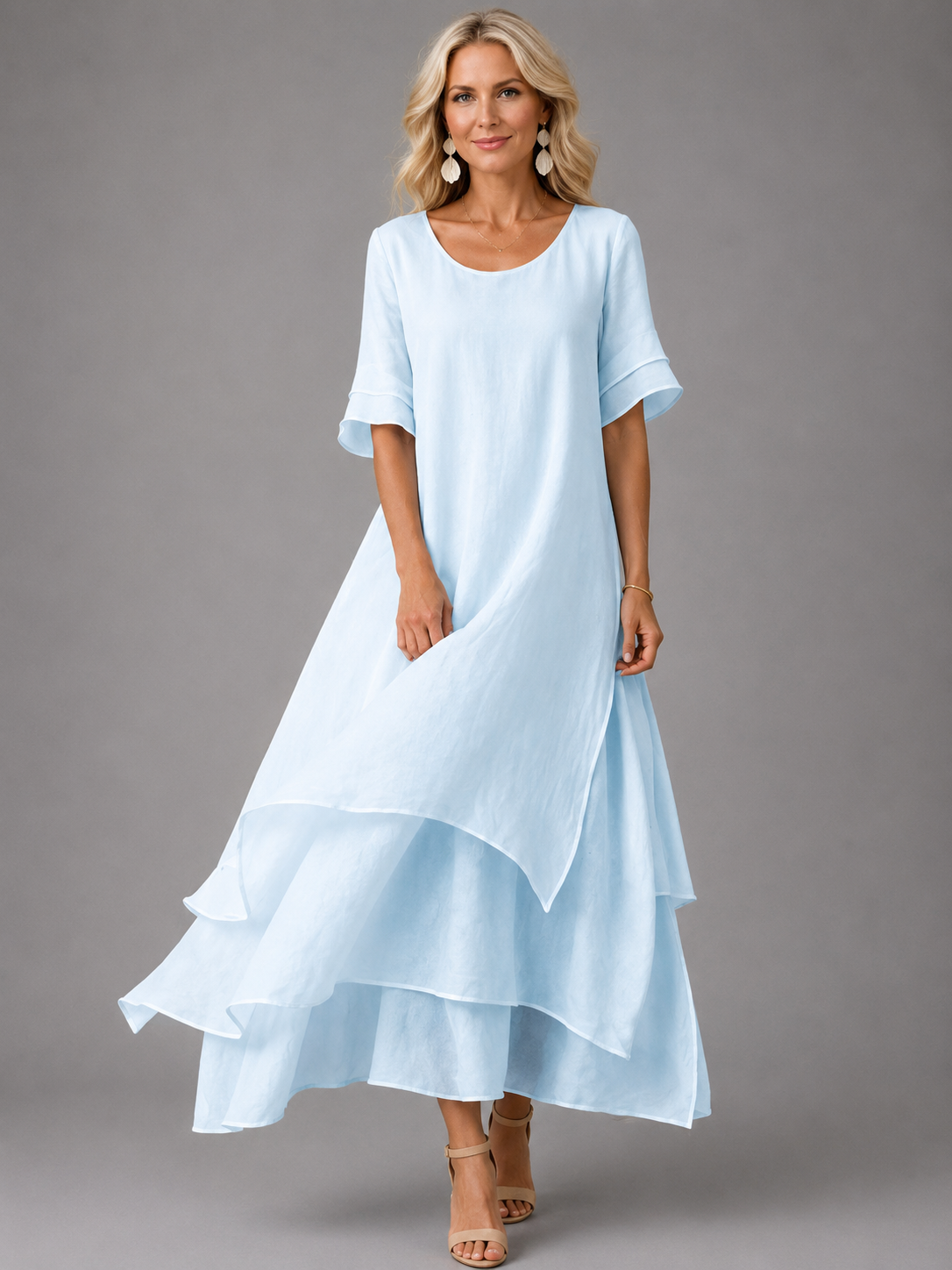 Nettie Layered Maxi Dress in Blue