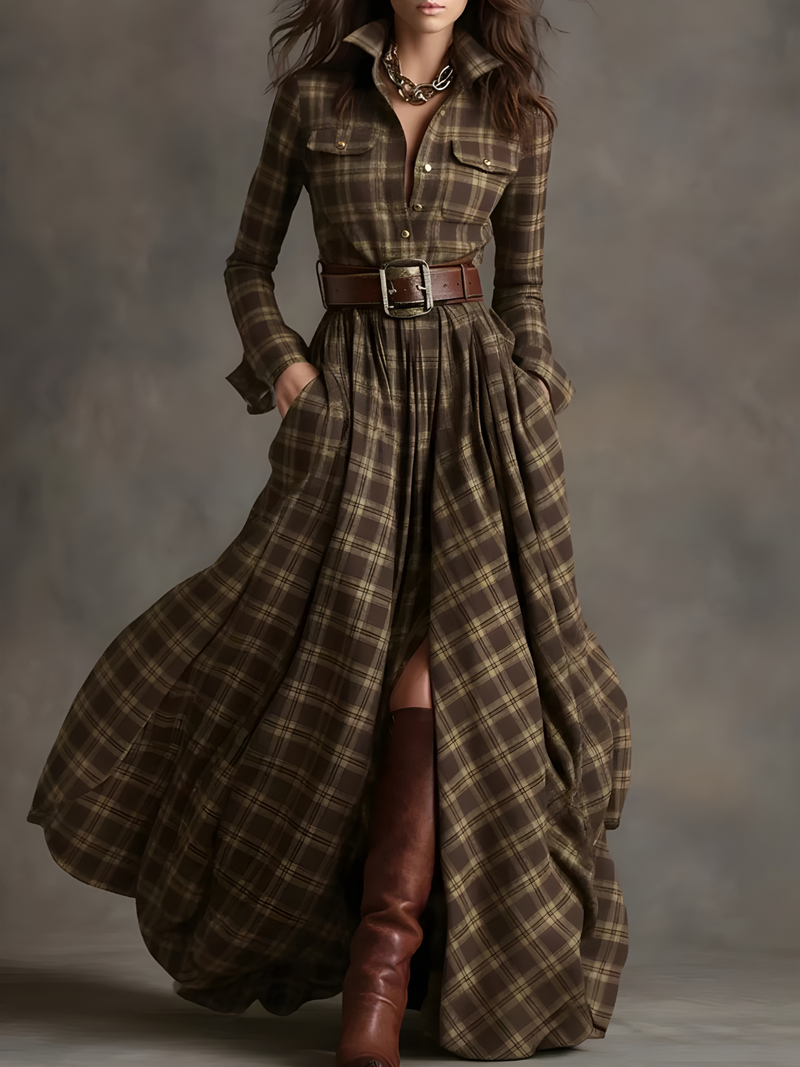 Neva Plaid Shirt Dress