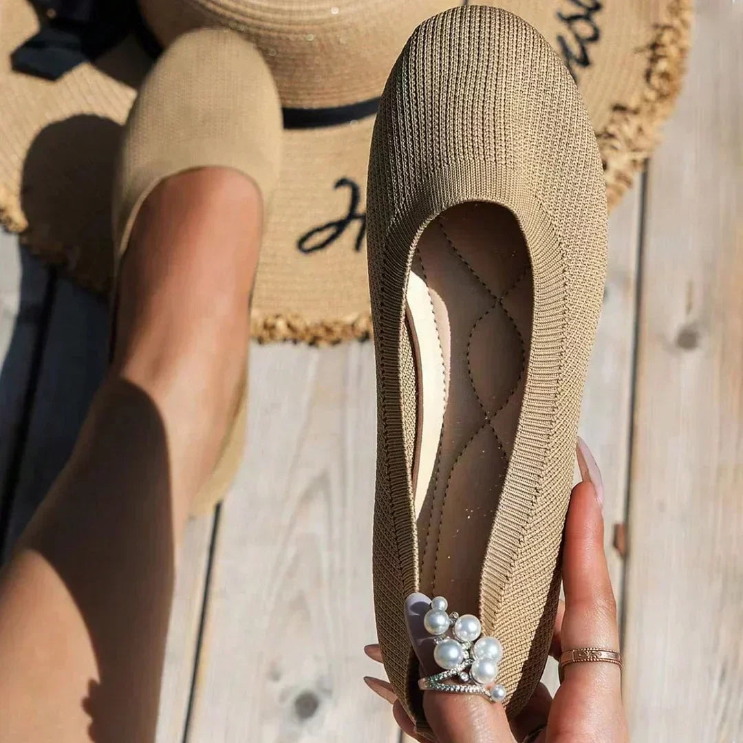 Nicola Knit Ballet Flats in Khaki