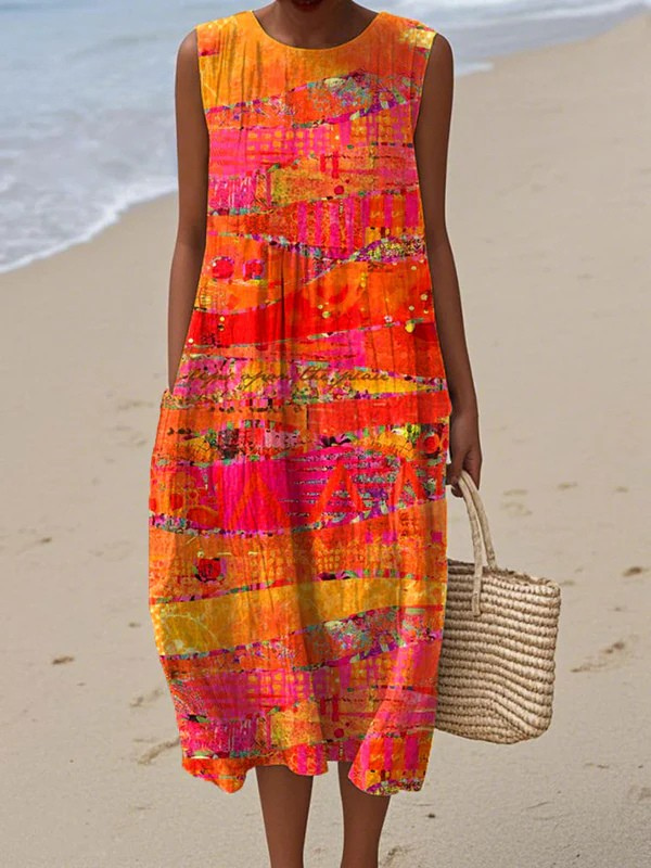 Nicolette Collage Print Dress in Multicolor