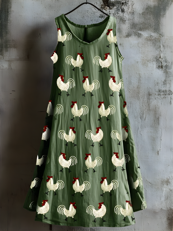 Nieve Rooster Print Dress