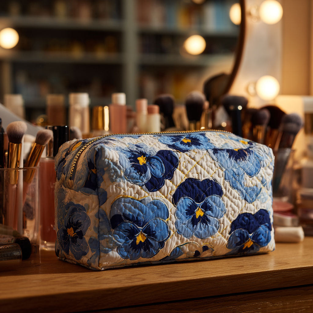 Novella Pansy Quilted Pouch in Multicolor