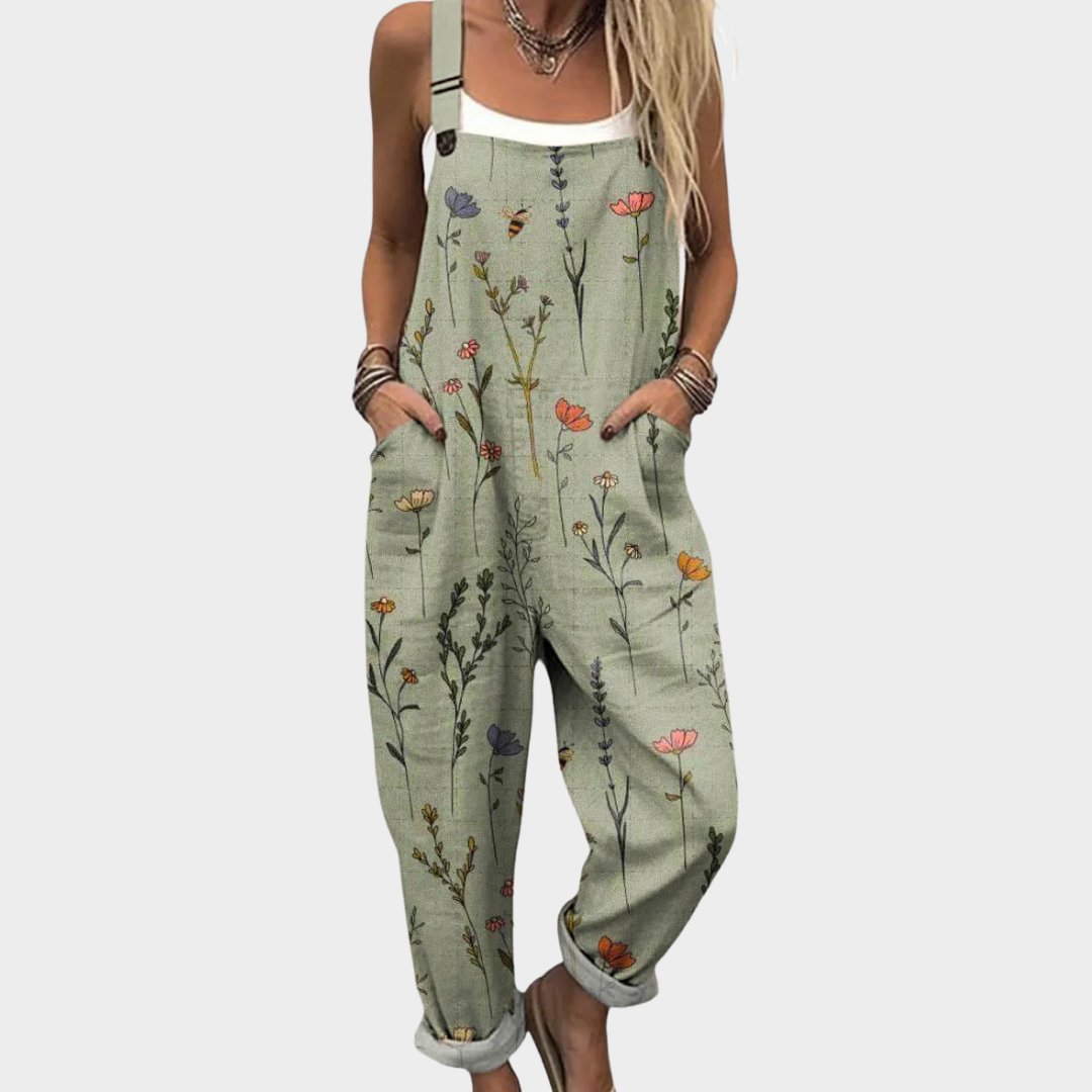 Ocie Wildflower Print Overalls in Green