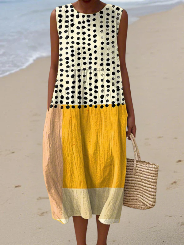 Olga Spotted Panel Dress in Multicolor