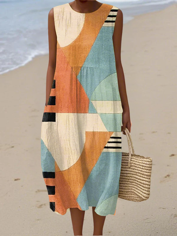 Ollie Abstract Shapes Dress in Multicolor