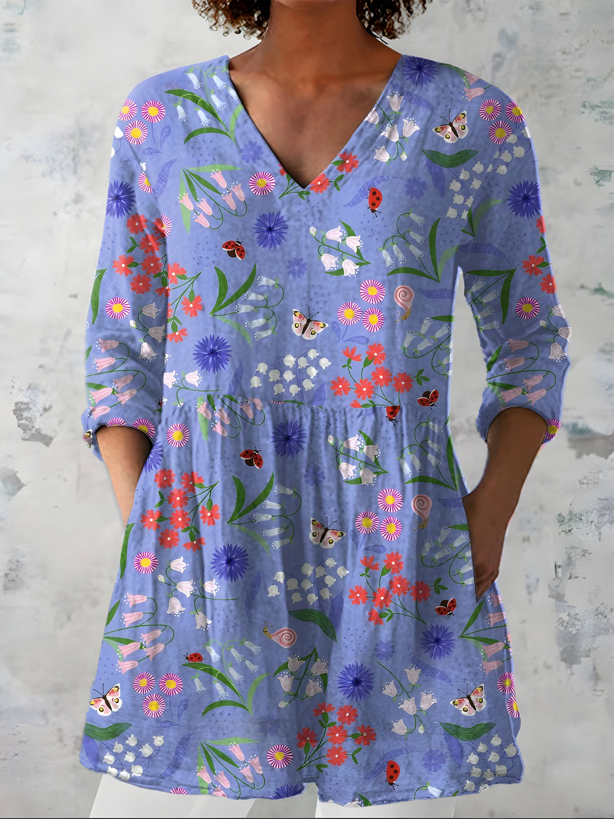 Oma Meadow Print Tunic in Purple