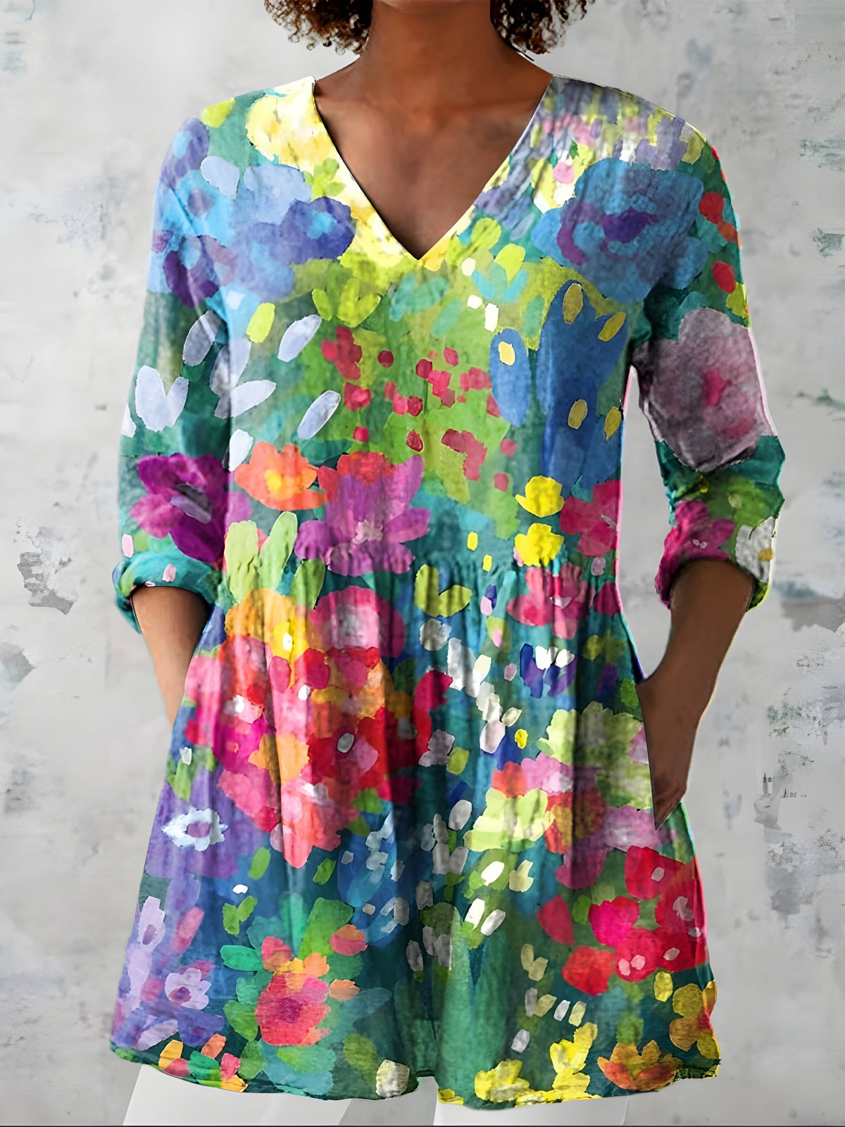Pam Watercolour Floral Tunic in Multicolor