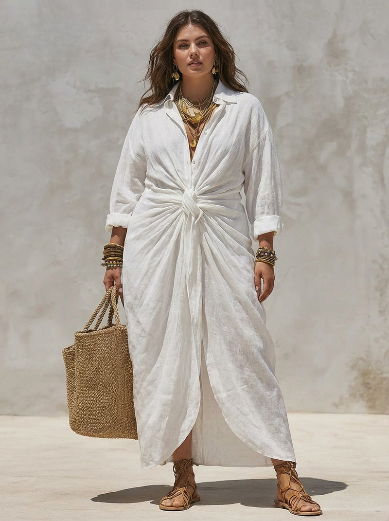 Patty Knotted Shirt Dress