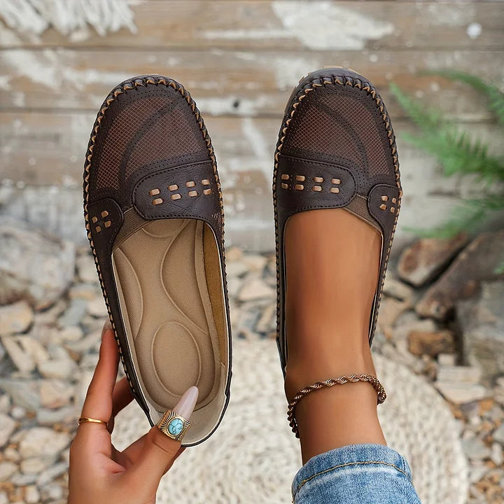 Pauline Perforated Loafers in Coffee