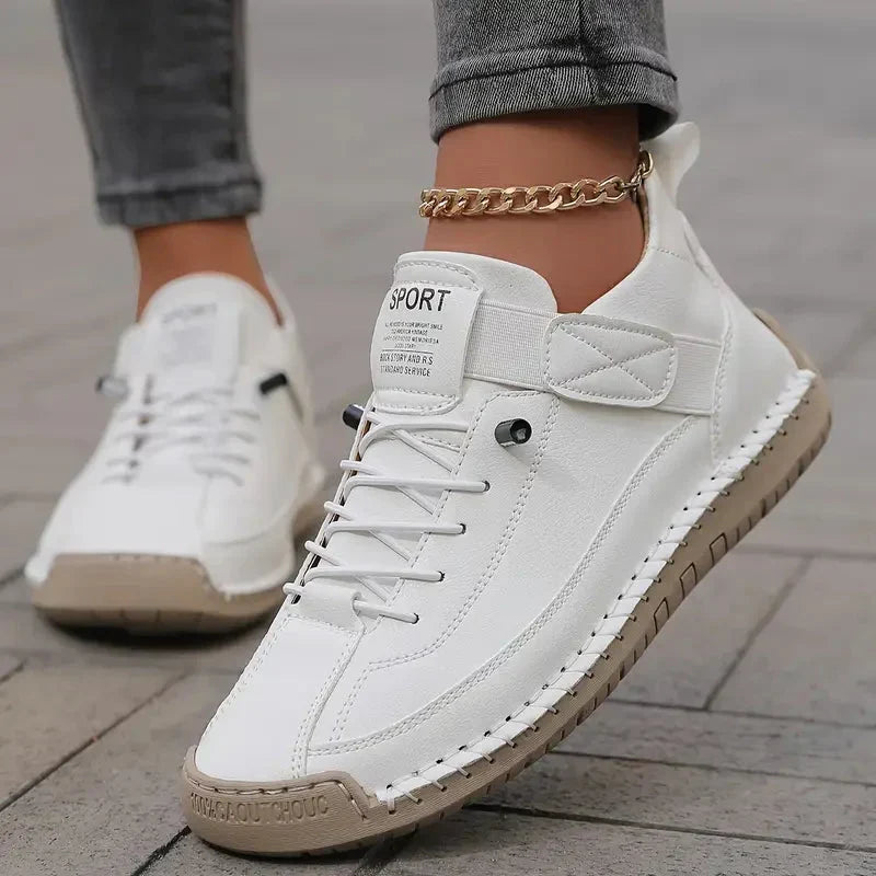 Pearlie Suede-Look Strap Sneakers in White
