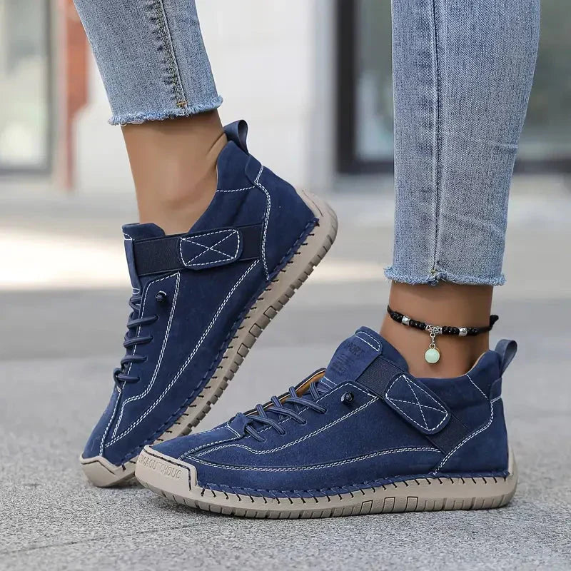 Pearlie Suede-Look Strap Sneakers in Blue