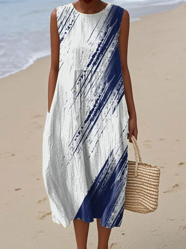 Pia Diagonal Stroke Dress in Multicolor