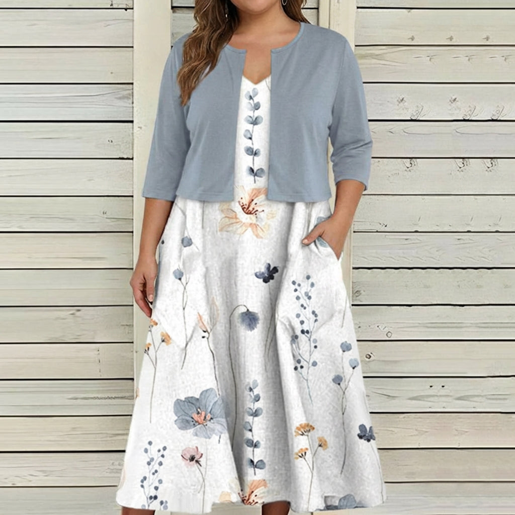 Pia Two-Piece Dress Set in White