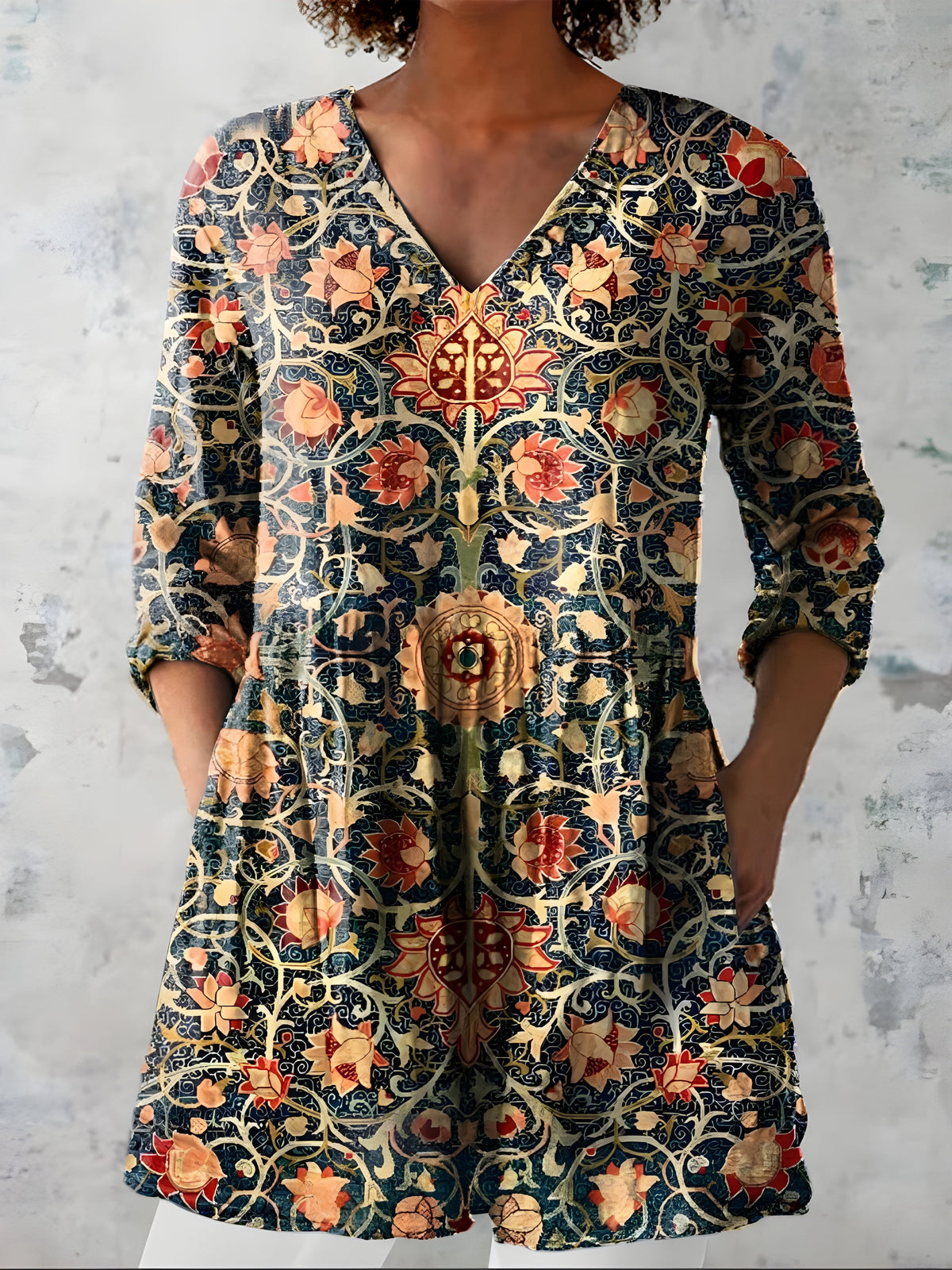 Rachelle Ornate Scroll Tunic in Multicolor