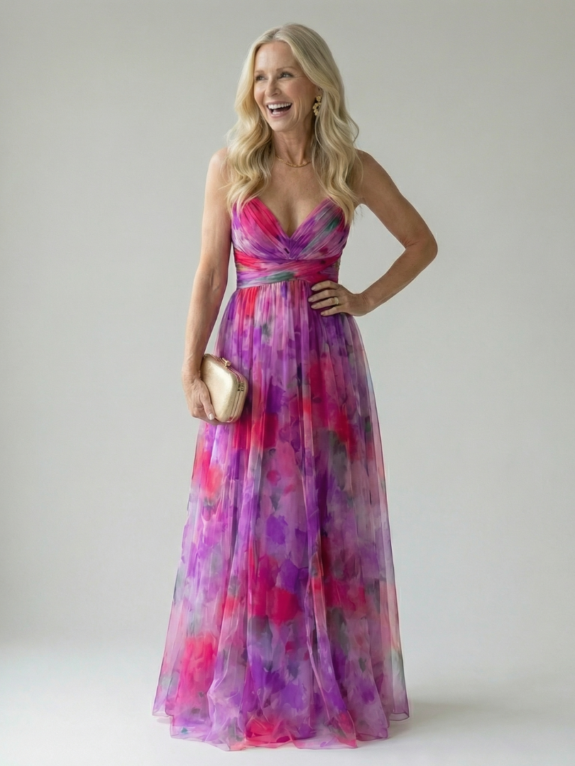 Rae Ruched Maxi Dress in Pink