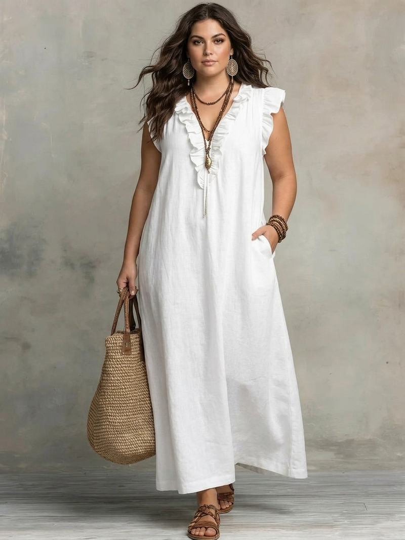 Rainey Ruffle-Neck Maxi Dress