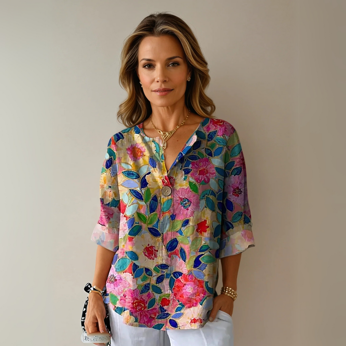 Regan Floral Popover Blouse in Multicoloured 1