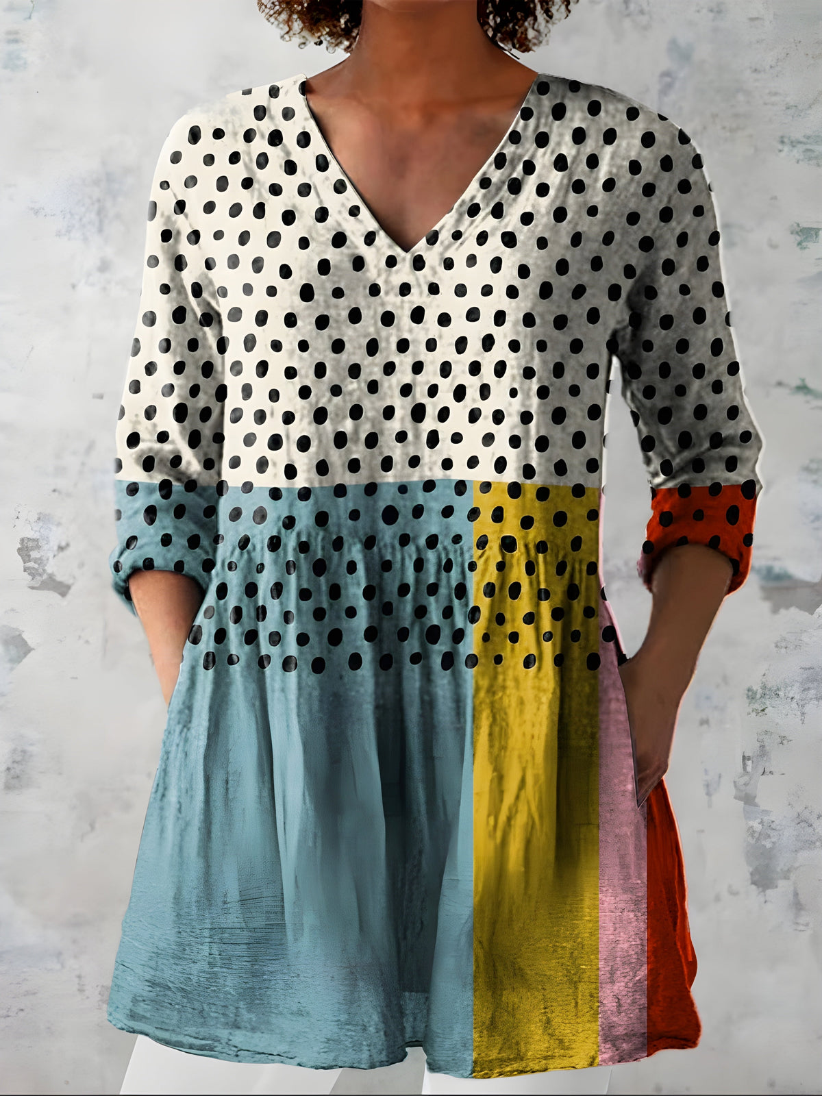 Robbie Dot Colour-Block Tunic in Multicolor