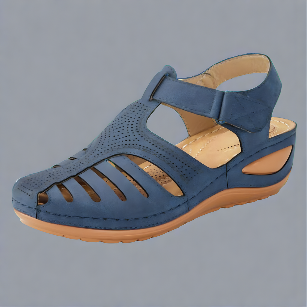 Rosamunde Closed-Toe Wedge Sandals in Blue