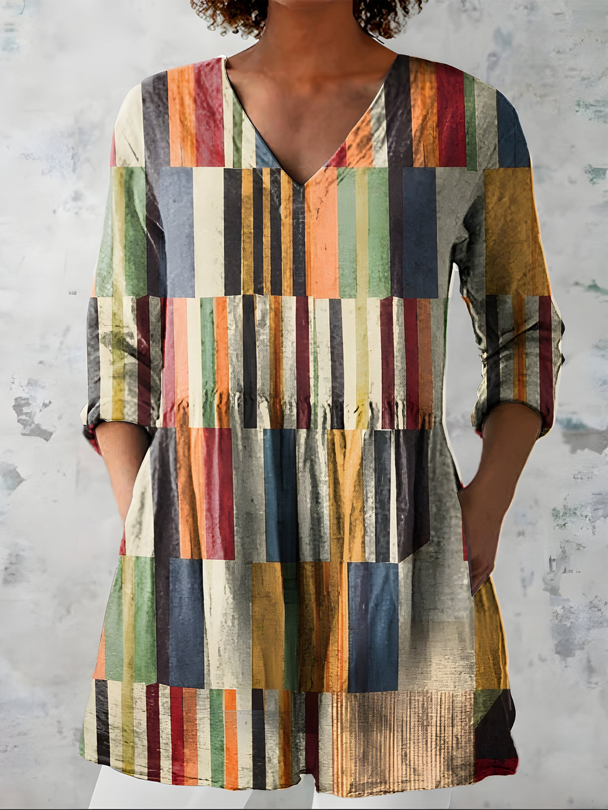 Shana Striped Block Tunic in Multicolor