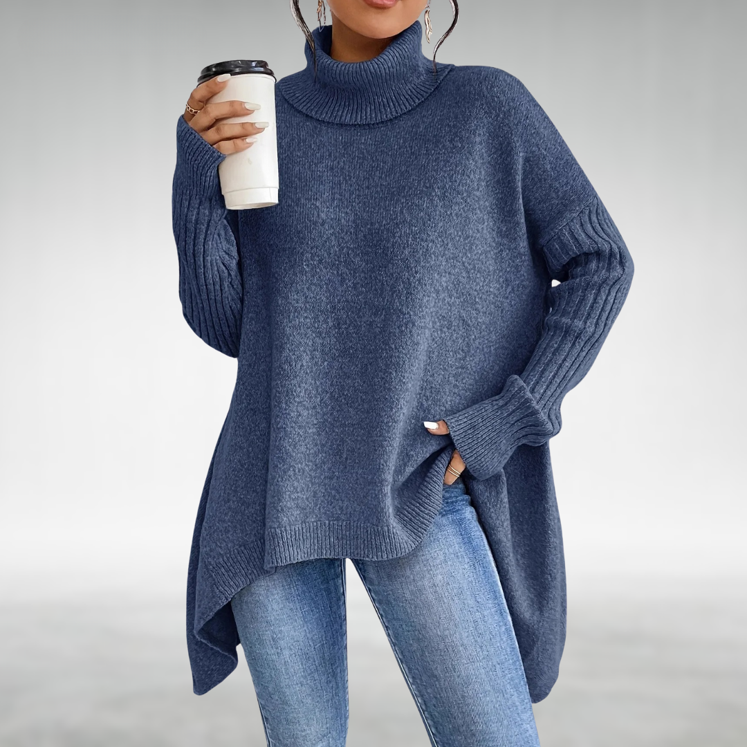 Signe Roll-Neck Jumper in Blue