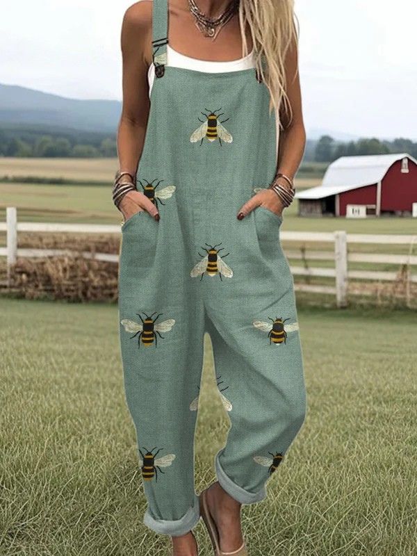 Simone Bee Print Dungarees