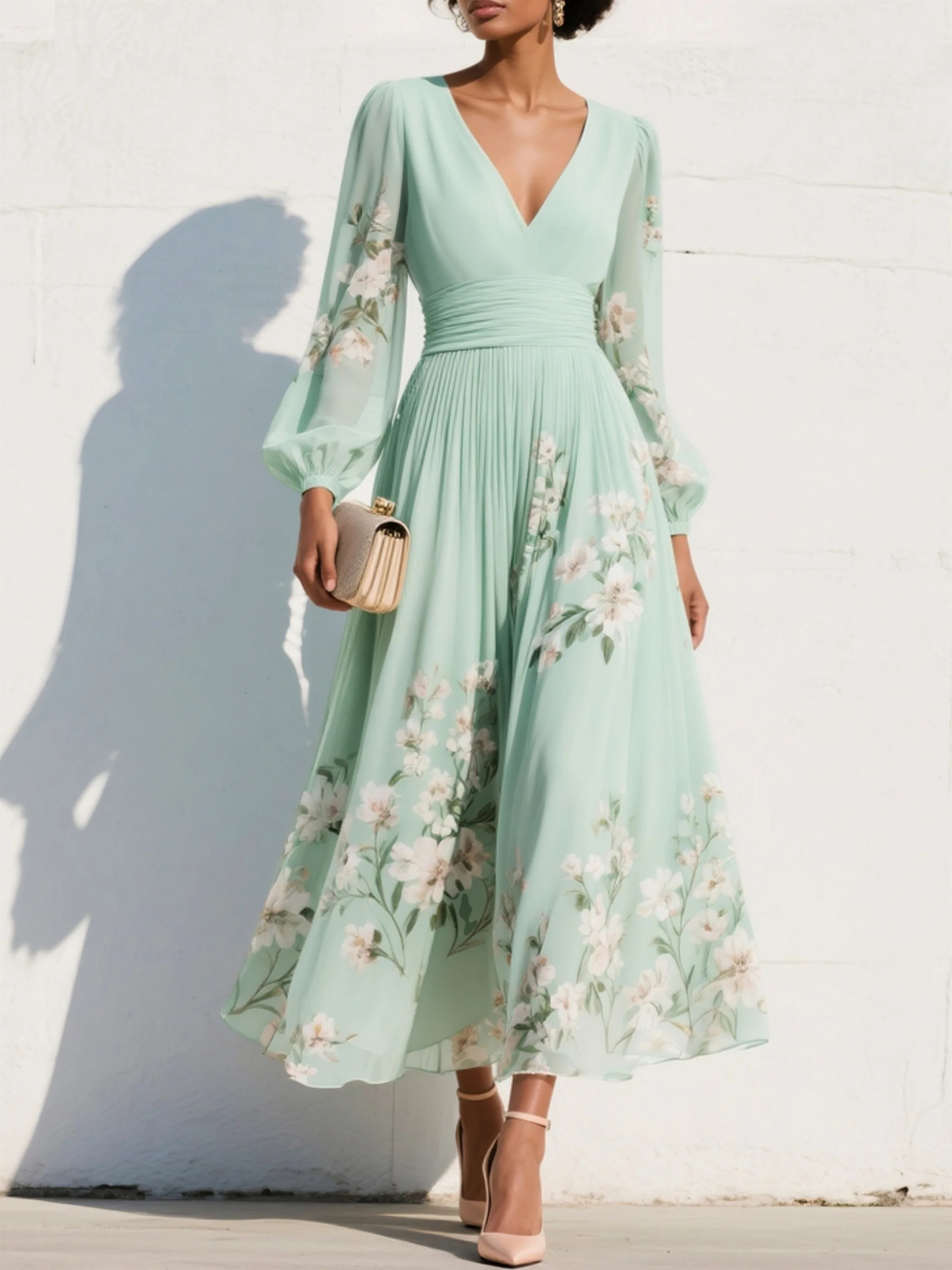 Solveig Pleated Floral Dress