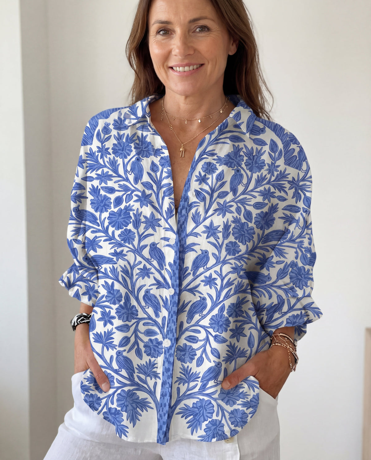 Sylvana Botanical Print Shirt in Multicolour