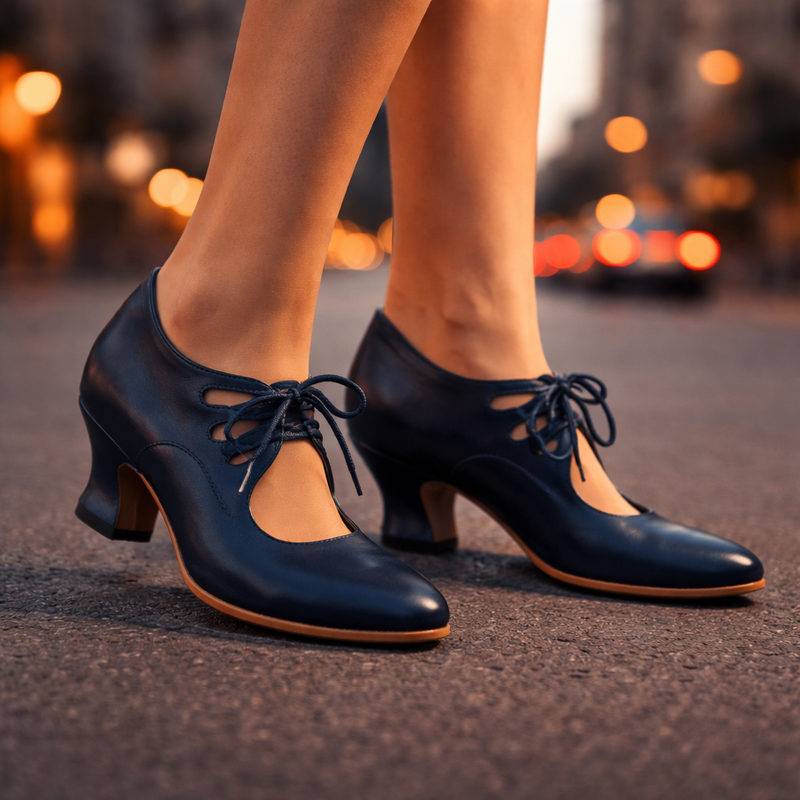 Talia Elegant Leather Lace Heels