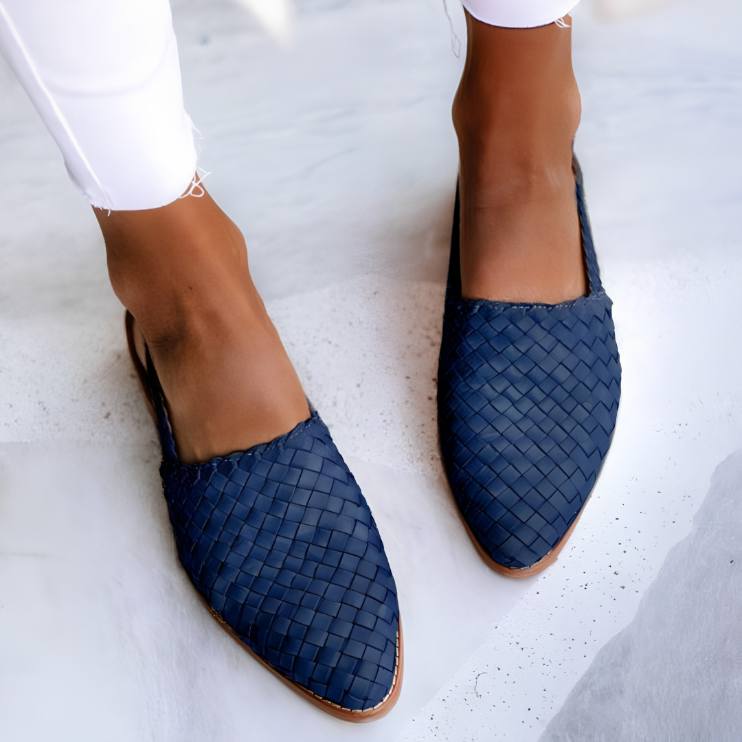 Tamika Woven Slingback Flats in Blue