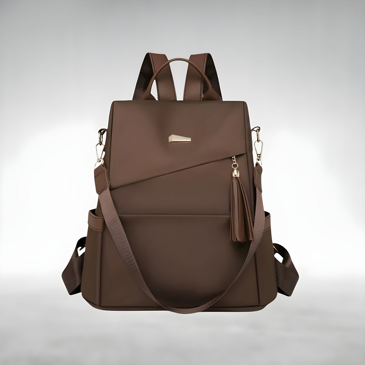 Tania Tassel Flap Backpack in Brown