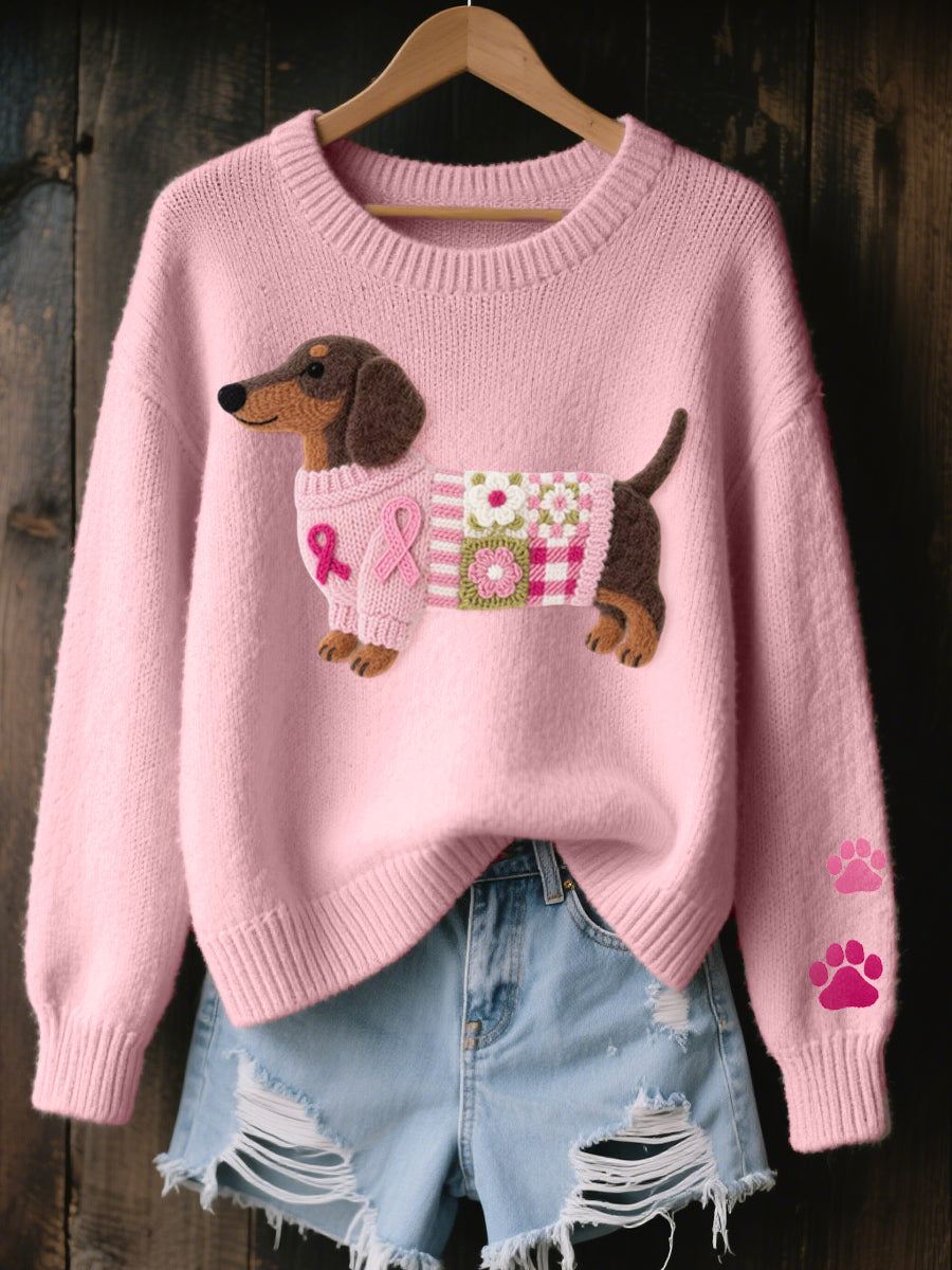Tressie Dachshund Knit Jumper in Pink