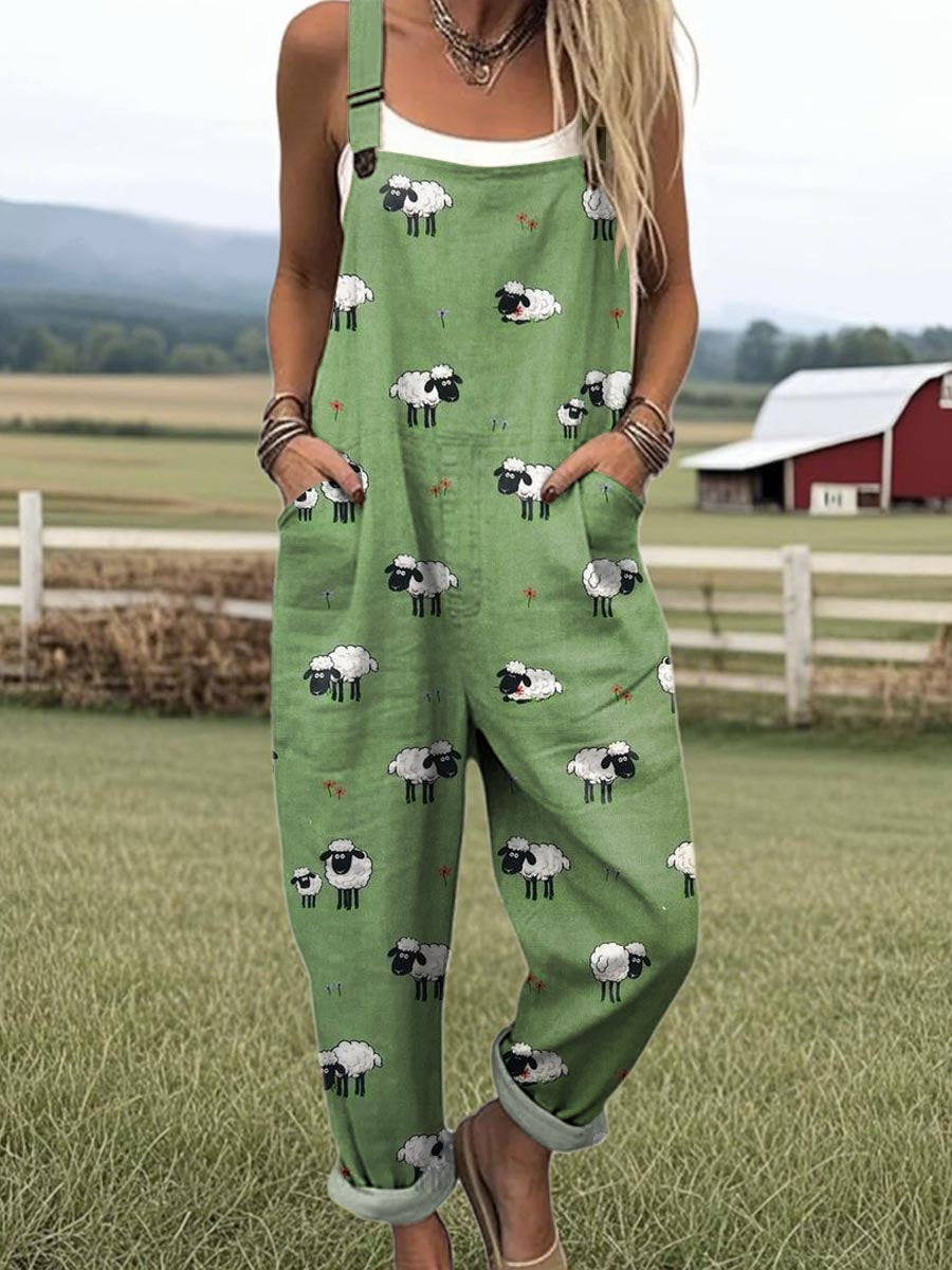Trudy Sheep Print Dungarees