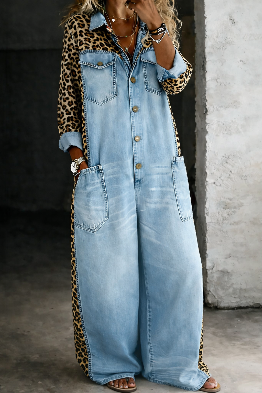 Twila Animal Print Jumpsuit in Blue
