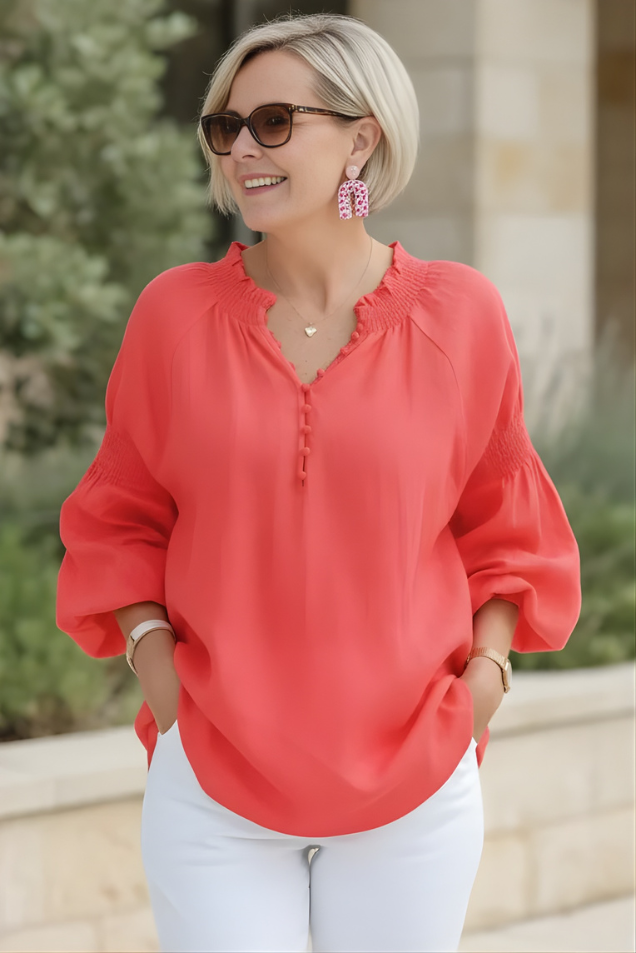 Vesna Smocked Neck Blouse