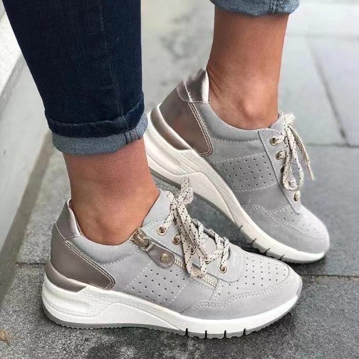 Vicky Perforated Zip Sneakers in Grey