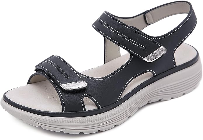 Vienna Sporty Strap Sandals in Black
