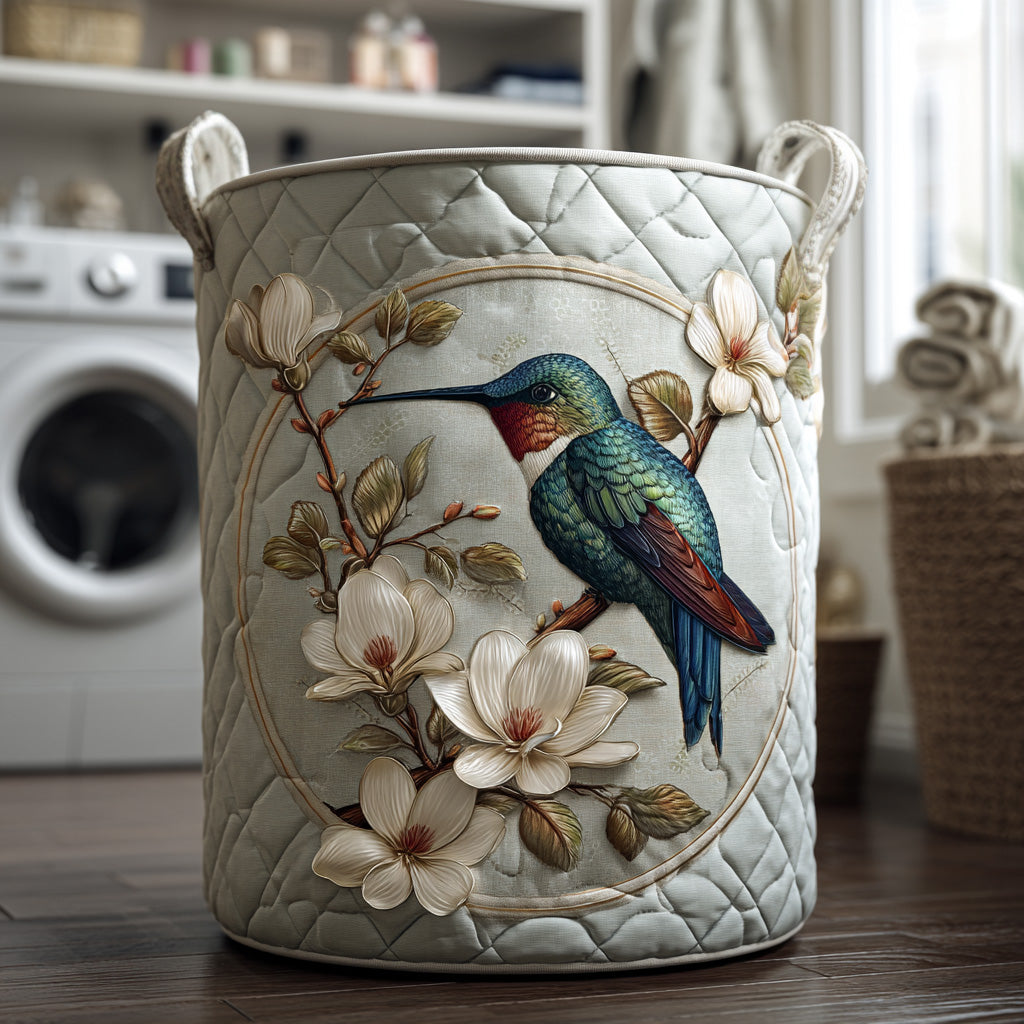 Virginia Hummingbird Medallion Basket in White